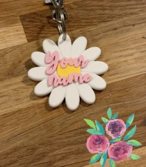 Porte-clés Fleur Marguerite Personnalisable