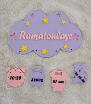 Plaque de naissance personnalisée 3D
