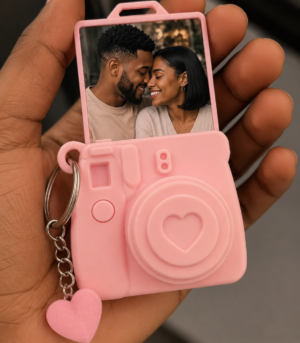 Porte-clés photo en forme d'appareil