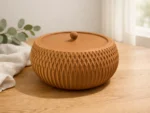Boîte de rangement côtelée avec couvercle