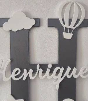 Lettre H décoration nuage montgolfiere étoile